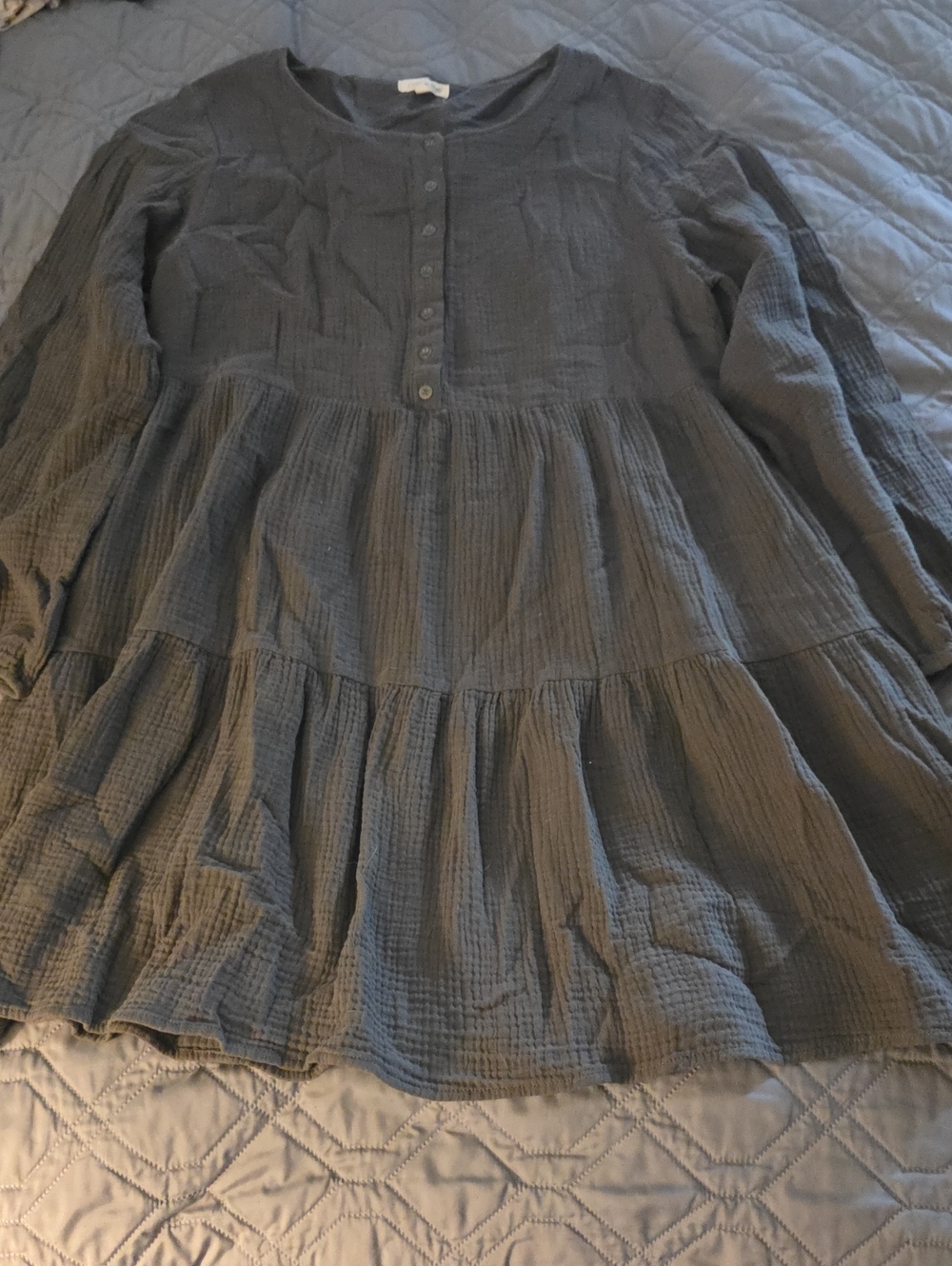 Women's A-Line Tiered Gauze Skirt in Charcoal
